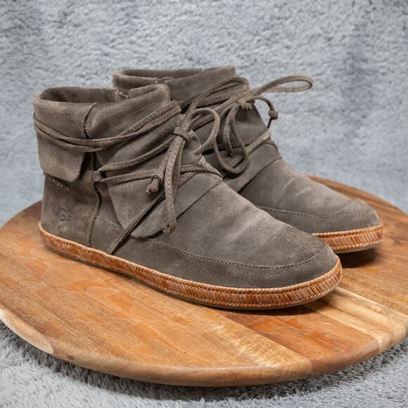 UGG RIANNE Ankle Boots Womens Sz 9 Gray Thunder Cloud 1019129 Moccasin Look - Picture 1 of 9